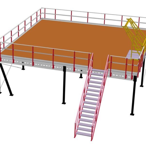 Mezzanine avec escaliers et garde-corps - 7m² - Stockage