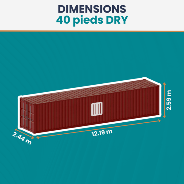 Conteneur maritime 40 pieds – 28,3 m² – stockage
